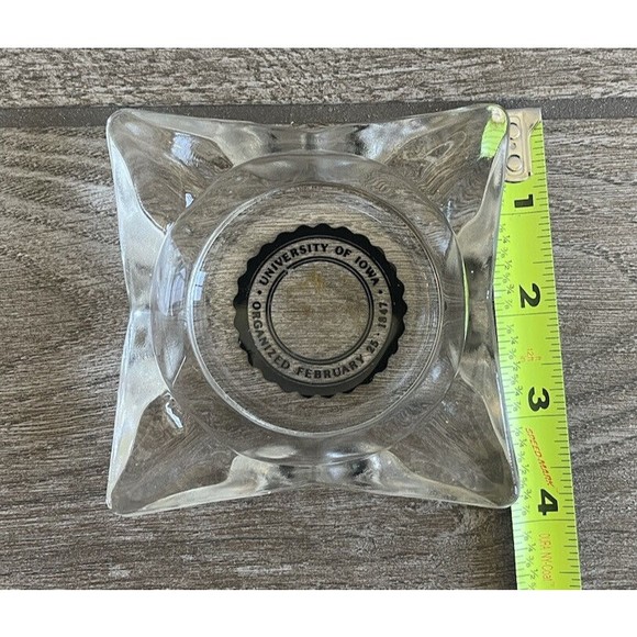 vintage glass ashtray University of Iowa clear trinket dish No Chips Or Cracks - Picture 4 of 5